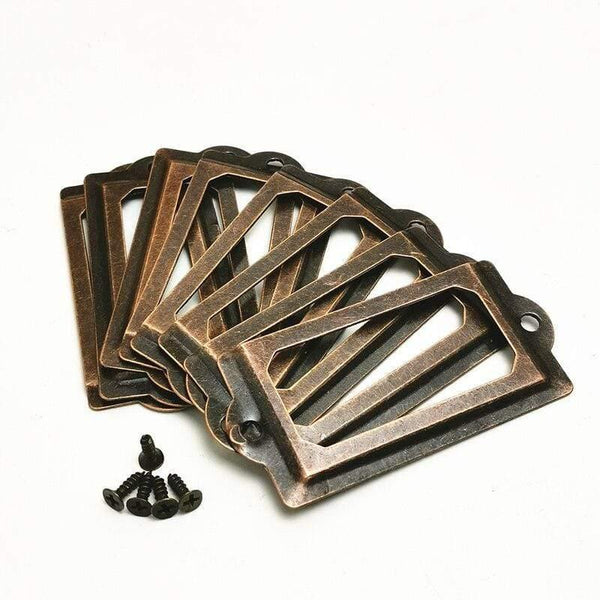 10pcs Label Pull Frame Antique Brass Golden Medicine Drawer File Name Card Holder Furniture Hardware Accessories