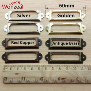 10pcs Label Pull Frame Antique Brass Golden Medicine Drawer File Name Card Holder Furniture Hardware Accessories