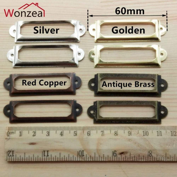 10pcs Label Pull Frame Antique Brass Golden Medicine Drawer File Name Card Holder Furniture Hardware Accessories