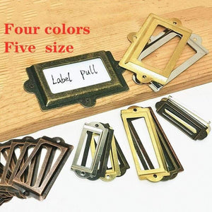 10pcs Label Pull Frame Antique Brass Golden Medicine Drawer File Name Card Holder Furniture Hardware Accessories