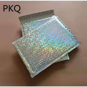 Planet Gates 10PCS laser silver Paper Bubble Envelopes Bags Mailers Padded Shipping Envelope With Bubble big Mailing Bag Business Supplies