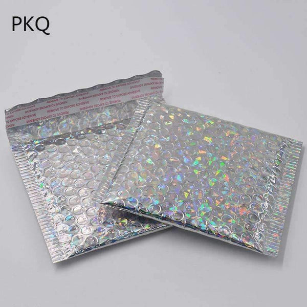 Planet Gates 10PCS laser silver Paper Bubble Envelopes Bags Mailers Padded Shipping Envelope With Bubble big Mailing Bag Business Supplies