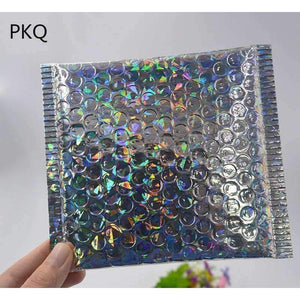 Planet Gates 10PCS laser silver Paper Bubble Envelopes Bags Mailers Padded Shipping Envelope With Bubble big Mailing Bag Business Supplies