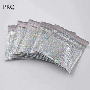Planet Gates 10PCS laser silver Paper Bubble Envelopes Bags Mailers Padded Shipping Envelope With Bubble big Mailing Bag Business Supplies