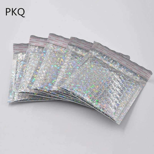 Planet Gates 10PCS laser silver Paper Bubble Envelopes Bags Mailers Padded Shipping Envelope With Bubble big Mailing Bag Business Supplies