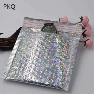 Planet Gates 10PCS laser silver Paper Bubble Envelopes Bags Mailers Padded Shipping Envelope With Bubble big Mailing Bag Business Supplies