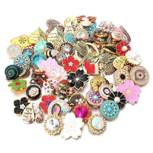 Planet Gates 10pcs/lot 18mm Snap Jewelry Mix Many Styles 18mm Metal Snap buttons Gold Rose Gold Buttons Rhinestone Snaps Jewelry