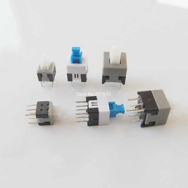Planet Gates 10PCS/LOT 5.8x5.8 7x7 8x8 8.5x8.5mm Self Locking / UNlock Push Tactile Power Micro Switch 6 Pin Button Switches