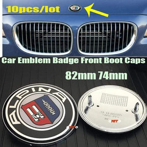 10Pcs/lot Auto Stickers Parts Emblems For Alpina Logo Badge 82mm 74mm Car Front Bonnet Emblem Cover Head Hood Logo Boot Caps