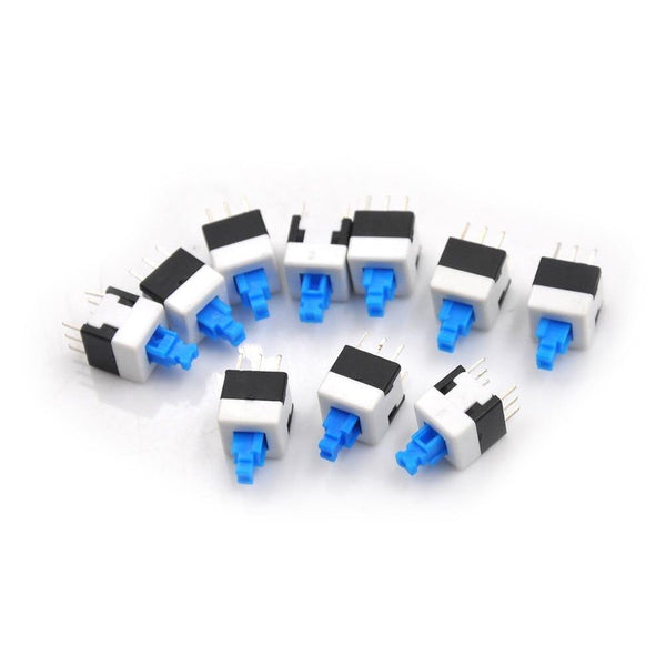 Planet Gates 10PCS/Lot High Quality Electronic 8*8mm 6Pin Push Tactile Power Micro Switch Self Lock On/Off Button Latching Switch