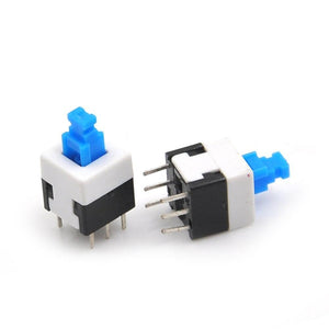Planet Gates 10PCS/Lot High Quality Electronic 8*8mm 6Pin Push Tactile Power Micro Switch Self Lock On/Off Button Latching Switch