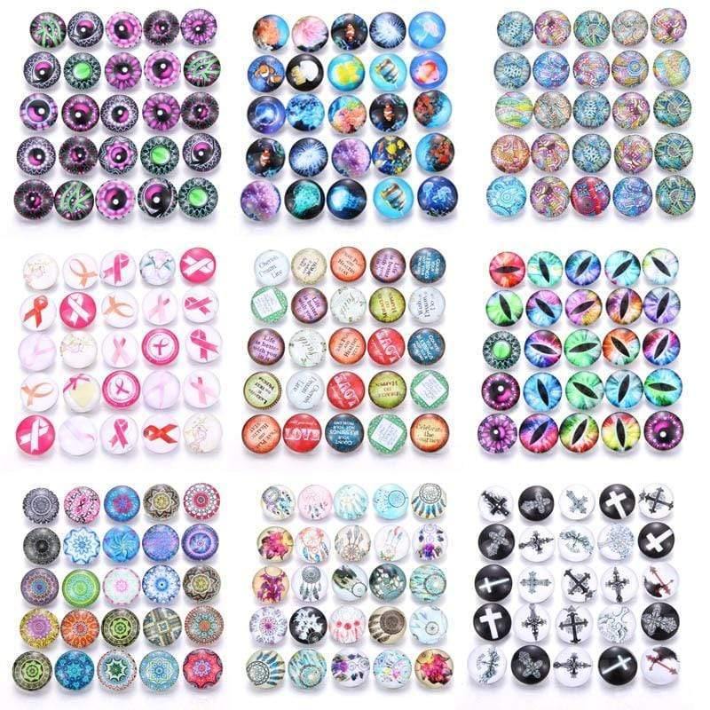 Planet Gates 10pcs/lot Mixed Colors & Pattern 18mm Glass Snap Button Jewelry Faceted Glass Snap Fit Snap Earrings Bracelet Jewelry