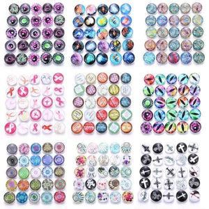 Planet Gates 10pcs/lot Mixed Colors & Pattern 18mm Glass Snap Button Jewelry Faceted Glass Snap Fit Snap Earrings Bracelet Jewelry
