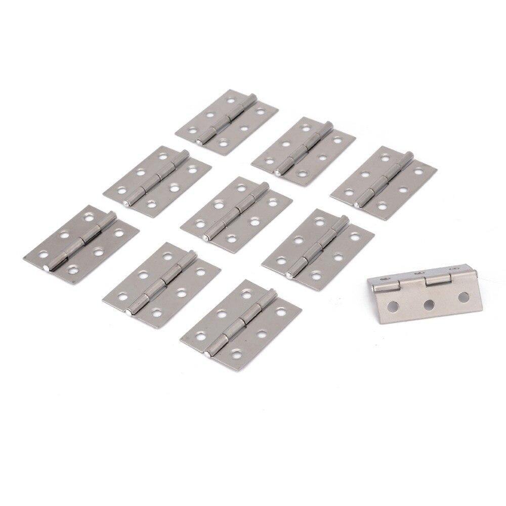 10pcs/lot Stainless Steel Hinge Square Door Hinges For Wooden Cabinet Drawer Jewellery Box Furniture Hardware