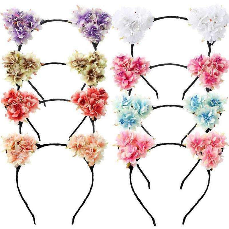 Planet Gates 10pcs/lot Women and Children Party Hairbands Rabbit Ears Floral Headband Hair Accessories For Bride Beach Wedding Headdress
