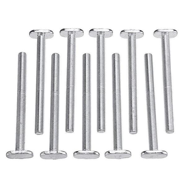 10Pcs M8X100Mm T-Nut Sliding Screws For 30 Series Miter Track T-Slot Woodworking Tool (silver)