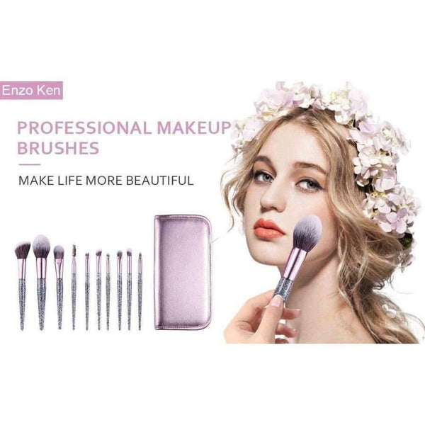 Planet Gates 10PCS Makeup Brushes Makeup Brushes w/ Case ENZO KEN 10Pcs/9pcs/8Pcs Foundation Blush Brush Powder Blending Makeup Brushes Set Professional