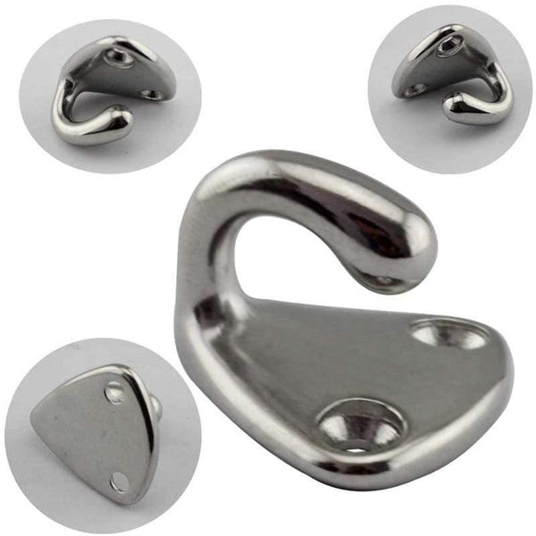 Planet Gates 10pcs Marine 316 Stainless Steel Mini Boat Fender Hook Carabiner Pad Eye Marine Sailing Silver Fender Hooks 27mm x 27mm