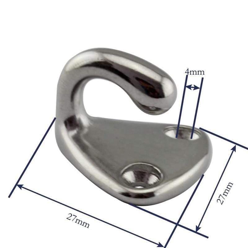 Planet Gates 10pcs Marine 316 Stainless Steel Mini Boat Fender Hook Carabiner Pad Eye Marine Sailing Silver Fender Hooks 27mm x 27mm