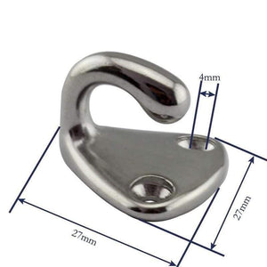 Planet Gates 10pcs Marine 316 Stainless Steel Mini Boat Fender Hook Carabiner Pad Eye Marine Sailing Silver Fender Hooks 27mm x 27mm