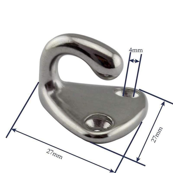 Planet Gates 10pcs Marine 316 Stainless Steel Mini Boat Fender Hook Carabiner Pad Eye Marine Sailing Silver Fender Hooks 27mm x 27mm