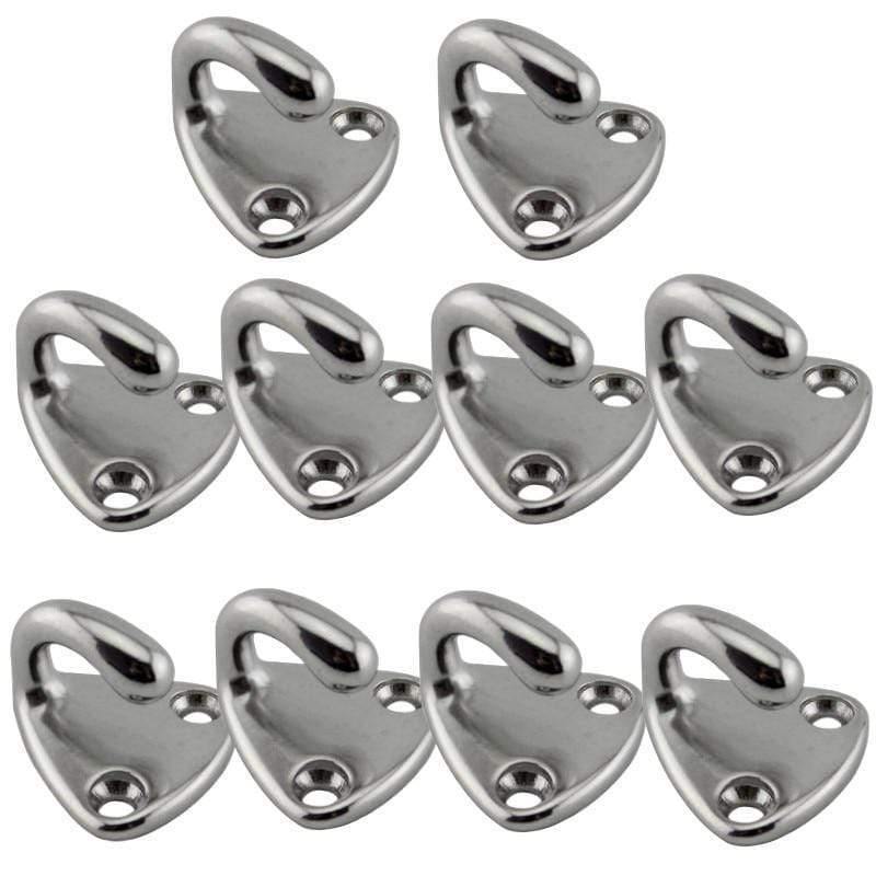 Planet Gates 10pcs Marine 316 Stainless Steel Mini Boat Fender Hook Carabiner Pad Eye Marine Sailing Silver Fender Hooks 27mm x 27mm