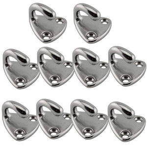 Planet Gates 10pcs Marine 316 Stainless Steel Mini Boat Fender Hook Carabiner Pad Eye Marine Sailing Silver Fender Hooks 27mm x 27mm
