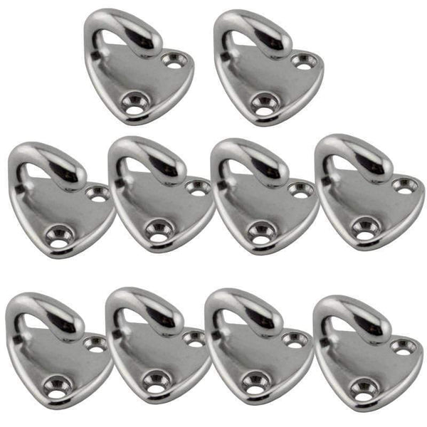 Planet Gates 10pcs Marine 316 Stainless Steel Mini Boat Fender Hook Carabiner Pad Eye Marine Sailing Silver Fender Hooks 27mm x 27mm