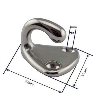 Planet Gates 10pcs Marine 316 Stainless Steel Mini Boat Fender Hook Carabiner Pad Eye Marine Sailing Silver Fender Hooks 27mm x 27mm