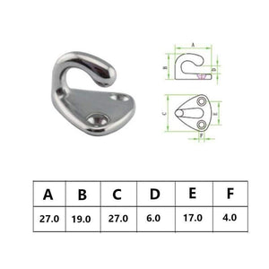 Planet Gates 10pcs Marine 316 Stainless Steel Mini Boat Fender Hook Carabiner Pad Eye Marine Sailing Silver Fender Hooks 27mm x 27mm