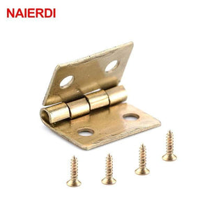 10PCS  Mini Bronze Gold Hinge Square Antique Door Hinges For Wooden Cabinet Drawer Jewellery Box Furniture Hardware