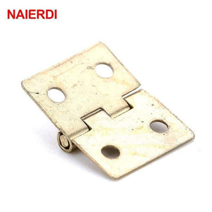10PCS  Mini Bronze Gold Hinge Square Antique Door Hinges For Wooden Cabinet Drawer Jewellery Box Furniture Hardware