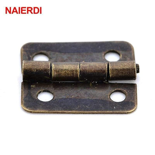 10PCS  Mini Bronze Gold Hinge Square Antique Door Hinges For Wooden Cabinet Drawer Jewellery Box Furniture Hardware