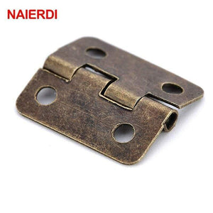 10PCS  Mini Bronze Gold Hinge Square Antique Door Hinges For Wooden Cabinet Drawer Jewellery Box Furniture Hardware