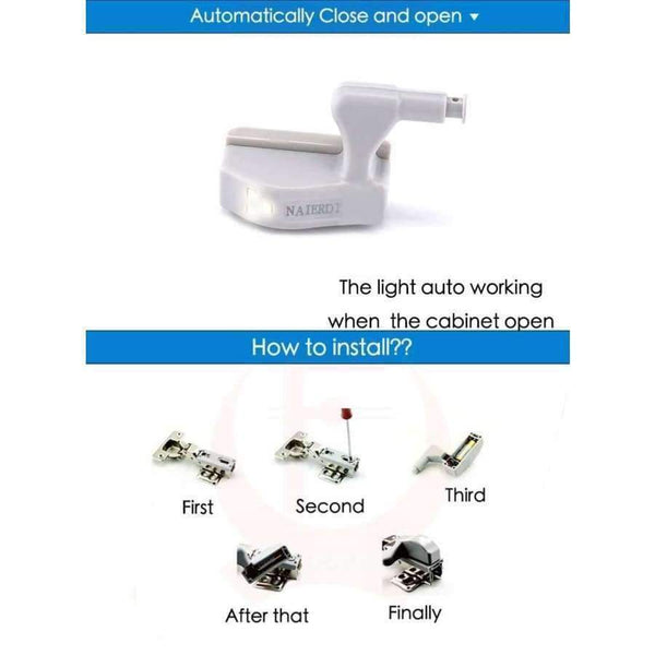 Planet Gates 10PCS NAIERDI Universal Hinge LED Sensor Light Kitchen Bedroom Living Room Cabinet Cupboard Closet Wardrobe 0.25W Inner Light