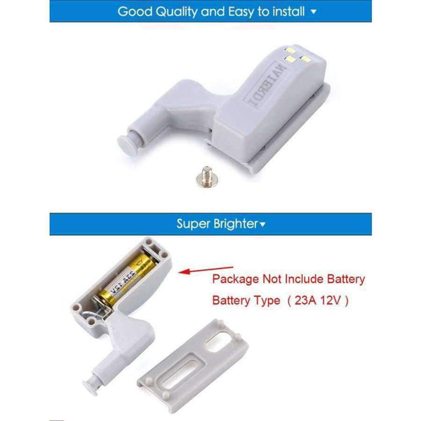 Planet Gates 10PCS NAIERDI Universal Hinge LED Sensor Light Kitchen Bedroom Living Room Cabinet Cupboard Closet Wardrobe 0.25W Inner Light