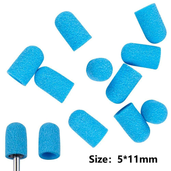 Planet Gates 10pcs Nail Sanding Caps With Rubber Gel Polish Remover Nail Drill Bit Mill Grinding Sand Cap Pedicure Tool for Manicure Machine