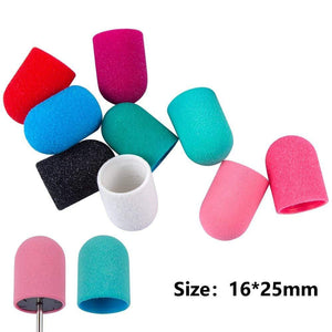 Planet Gates 10pcs Nail Sanding Caps With Rubber Gel Polish Remover Nail Drill Bit Mill Grinding Sand Cap Pedicure Tool for Manicure Machine