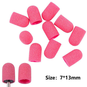 Planet Gates 10pcs Nail Sanding Caps With Rubber Gel Polish Remover Nail Drill Bit Mill Grinding Sand Cap Pedicure Tool for Manicure Machine