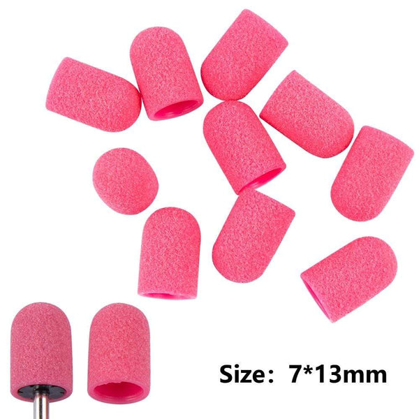Planet Gates 10pcs Nail Sanding Caps With Rubber Gel Polish Remover Nail Drill Bit Mill Grinding Sand Cap Pedicure Tool for Manicure Machine