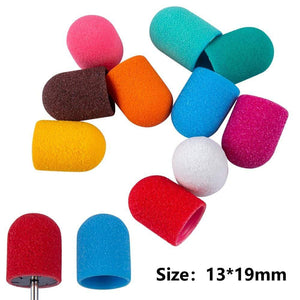 Planet Gates 10pcs Nail Sanding Caps With Rubber Gel Polish Remover Nail Drill Bit Mill Grinding Sand Cap Pedicure Tool for Manicure Machine