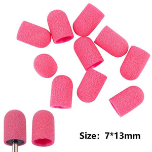 Planet Gates 10pcs Nail Sanding Caps With Rubber Gel Polish Remover Nail Drill Bit Mill Grinding Sand Cap Pedicure Tool for Manicure Machine