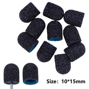 Planet Gates 10pcs Nail Sanding Caps With Rubber Gel Polish Remover Nail Drill Bit Mill Grinding Sand Cap Pedicure Tool for Manicure Machine