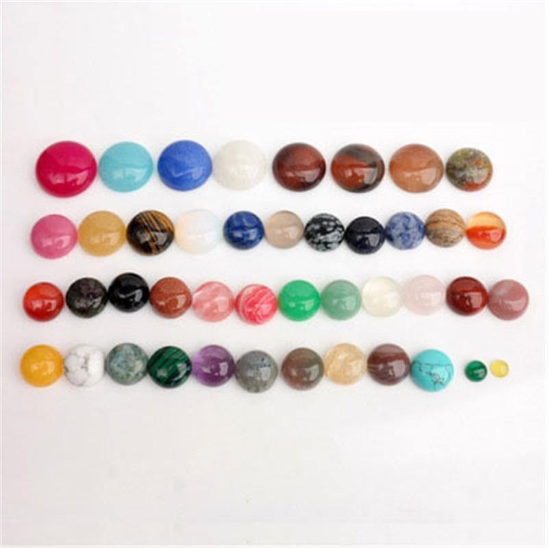 Planet Gates 10pcs Natural Stone Cabochon Beads 6mm 8mm 10mm 12mm Flat Back Rose Quartzs Agates Tiger Eyes Beads for Jewelry Making Findings
