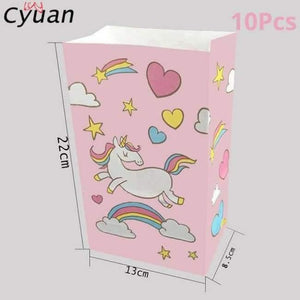 Planet Gates 10pcs paper bag Unicorn Party Disposable Tableware Set Kids Birthday Party Paper Cup Plate Hat 1st First Birthday Party Decor Supplies