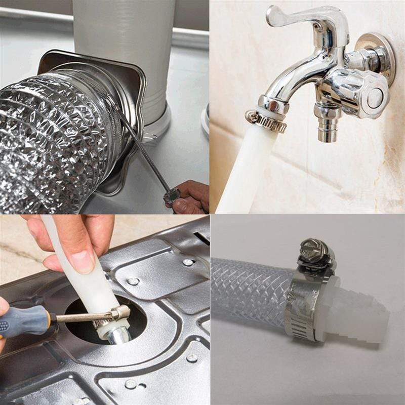 Planet Gates 10pcs Pipe Clamps Genuine Stainless Steel Hose Clips Fuel Hose Pipe Clamps Worm Drive Durable Anti-oxidation