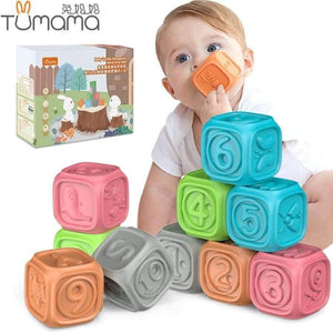 Planet Gates 10pcs/set Baby Grasp Ball Toy 3D Animal Number Touch Hand Soft Balls Baby Massage Rubber Teethers Squeeze Toy Bath Ball