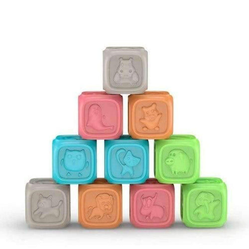 Planet Gates 10pcs/set Baby Grasp Ball Toy 3D Animal Number Touch Hand Soft Balls Baby Massage Rubber Teethers Squeeze Toy Bath Ball