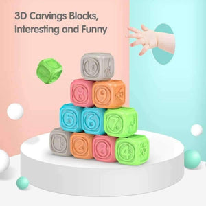 Planet Gates 10pcs/set Baby Grasp Ball Toy 3D Animal Number Touch Hand Soft Balls Baby Massage Rubber Teethers Squeeze Toy Bath Ball