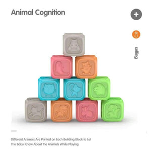 Planet Gates 10pcs/set Baby Grasp Ball Toy 3D Animal Number Touch Hand Soft Balls Baby Massage Rubber Teethers Squeeze Toy Bath Ball